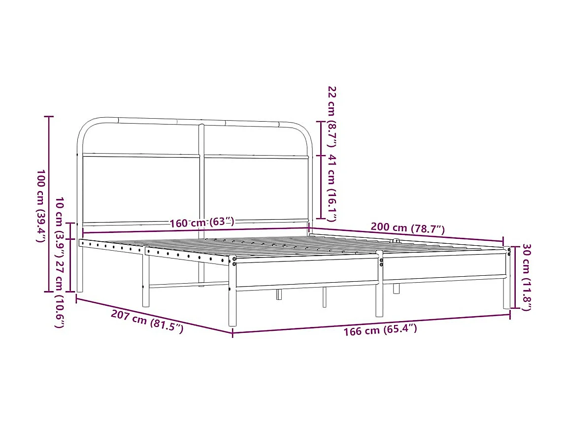 Bedframe zonder matras bewerkt hout bruin eikenkleur 160x200 cm