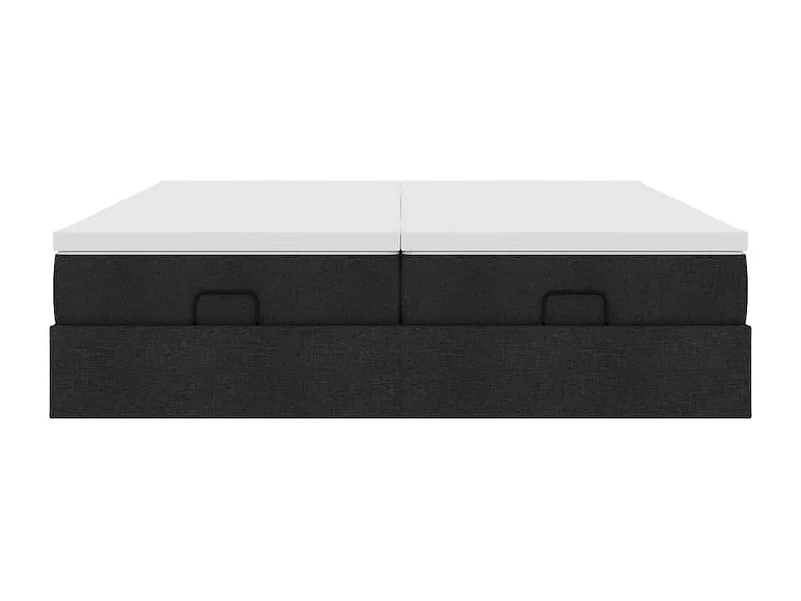 Cadre de lit ottoman avec matelas noir 160x200 cm tissu