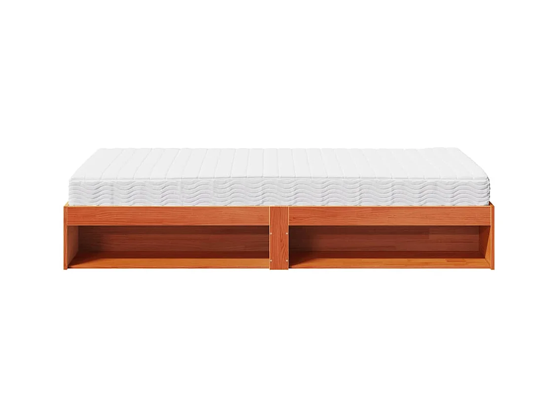 Lit de jour avec matelas cire marron 100x200 cm bois pin massif