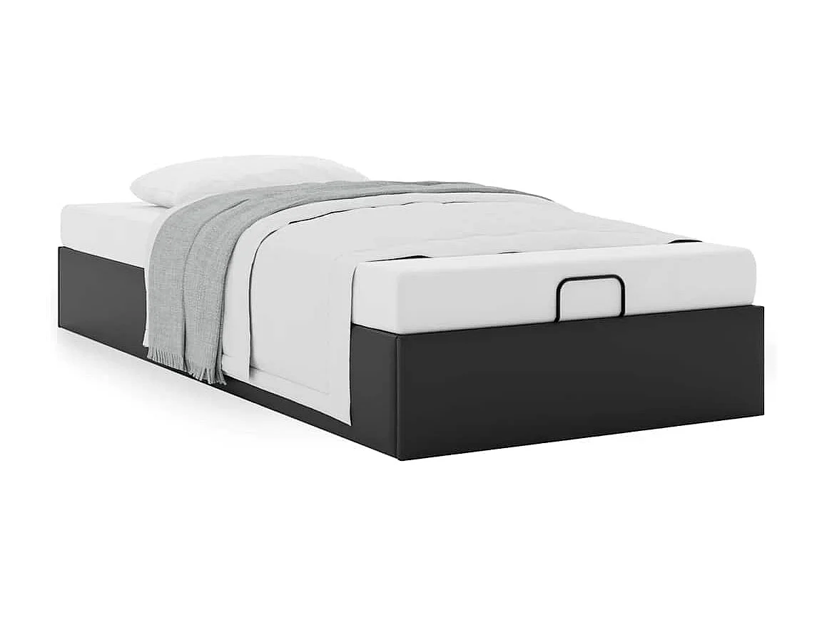 Cadre de lit ottoman sans matelas noir 90x200 cm similicuir