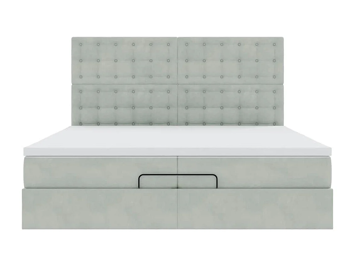 Cadre de lit ottoman avec matelas gris clair 200x200 cm velours