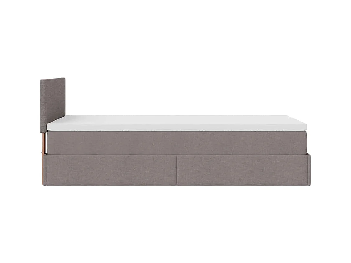 Cadre de lit ottoman avec matelas taupe 100x200 cm tissu