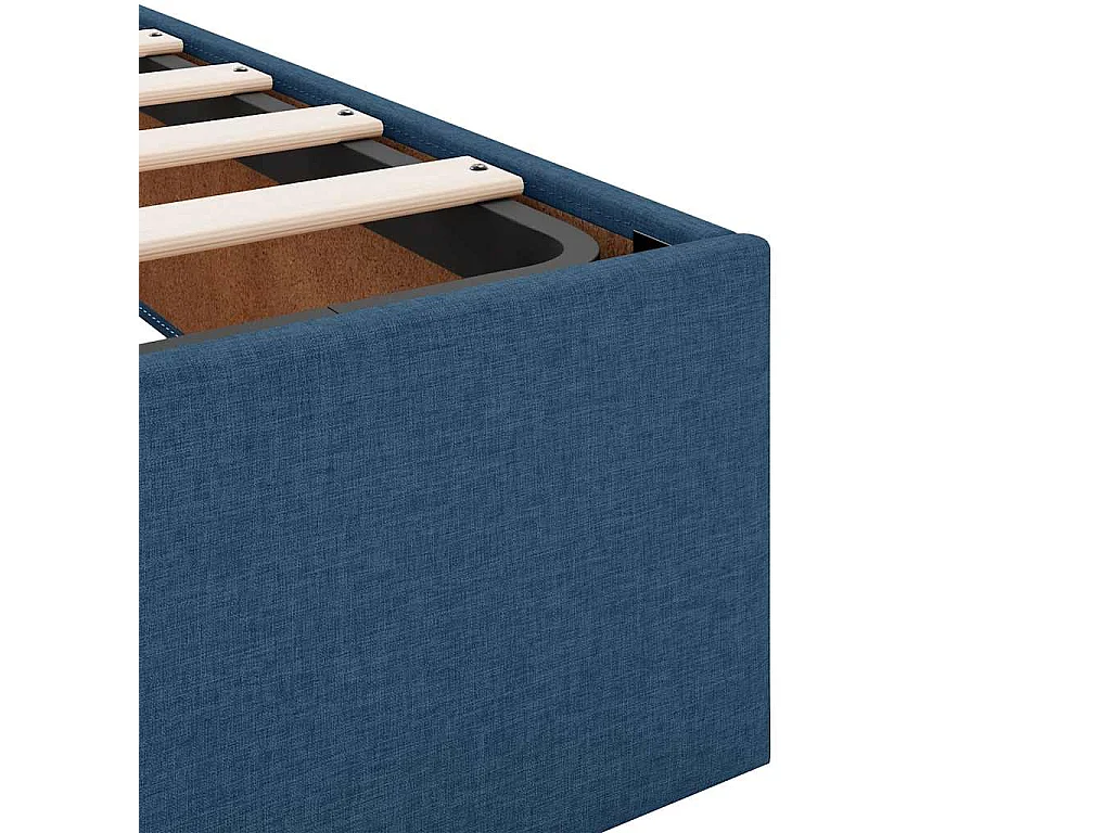 Estrutura de cama otomana com colchões 200x200cm tecido azul