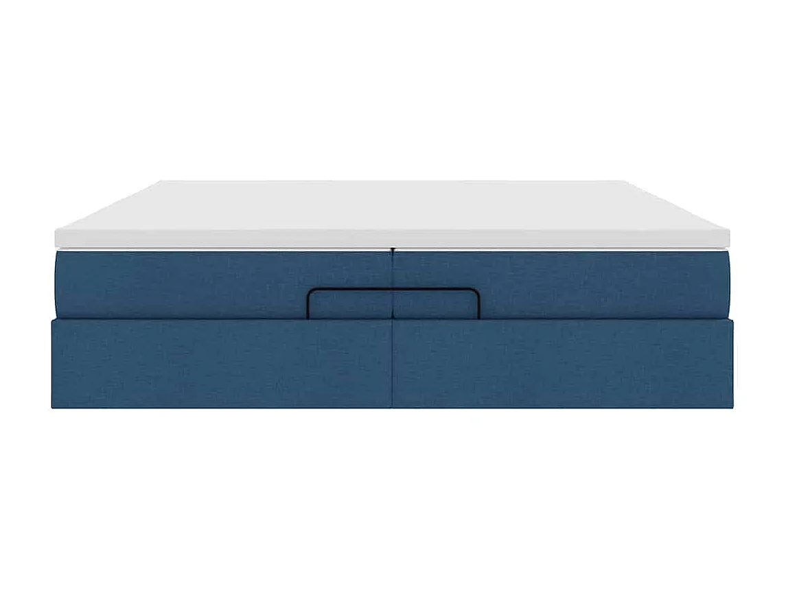 Cadre de lit ottoman avec matelas bleu 200x200cm tissu