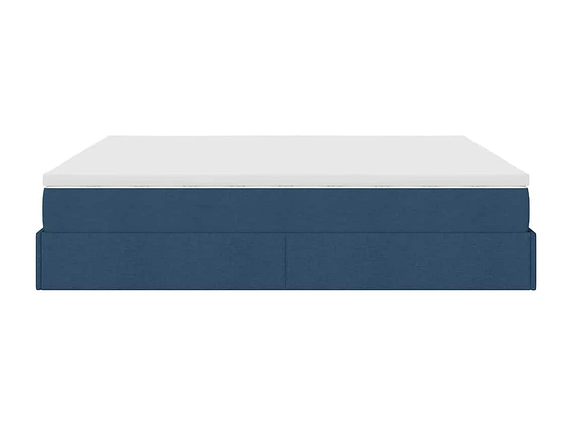 Cadre de lit ottoman avec matelas bleu 200x200cm tissu