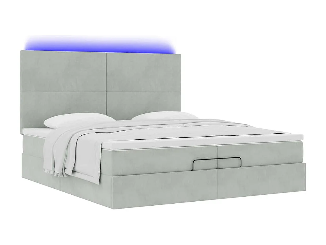 Cadre de lit ottoman avec matelas gris clair 200x200 cm velours