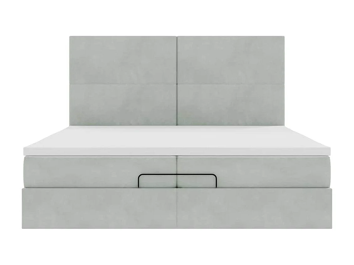 Cadre de lit ottoman avec matelas gris clair 200x200 cm velours