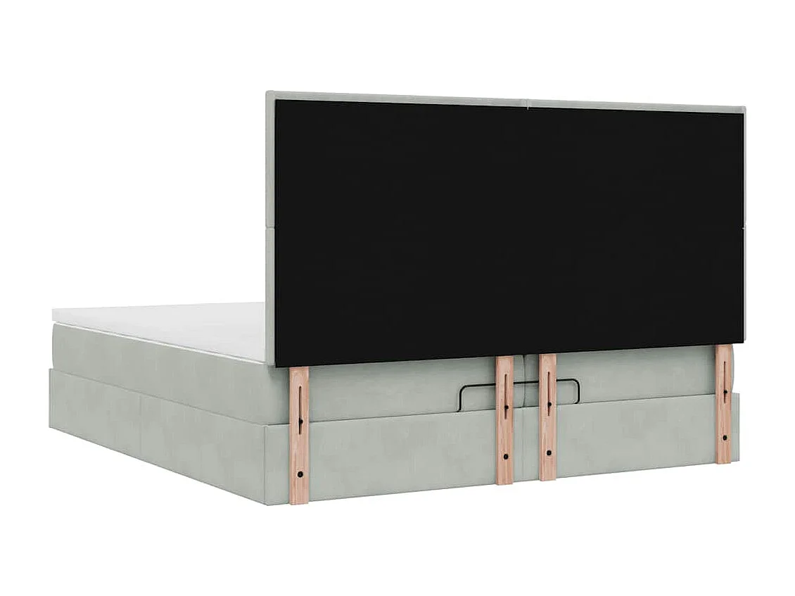 Cadre de lit ottoman avec matelas gris clair 200x200 cm velours