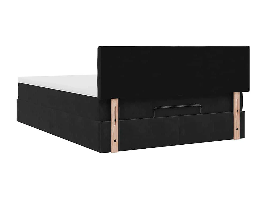 Estrutura cama otomana com colchão azul escuro 90x190cm veludo