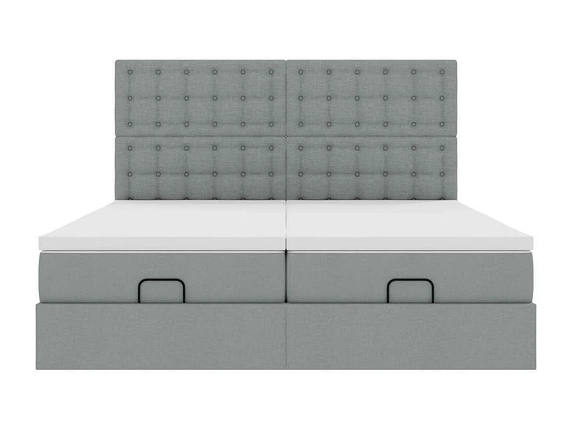 Ottoman bed met matrassen en LED's 160x200cm stof lichtgrijs
