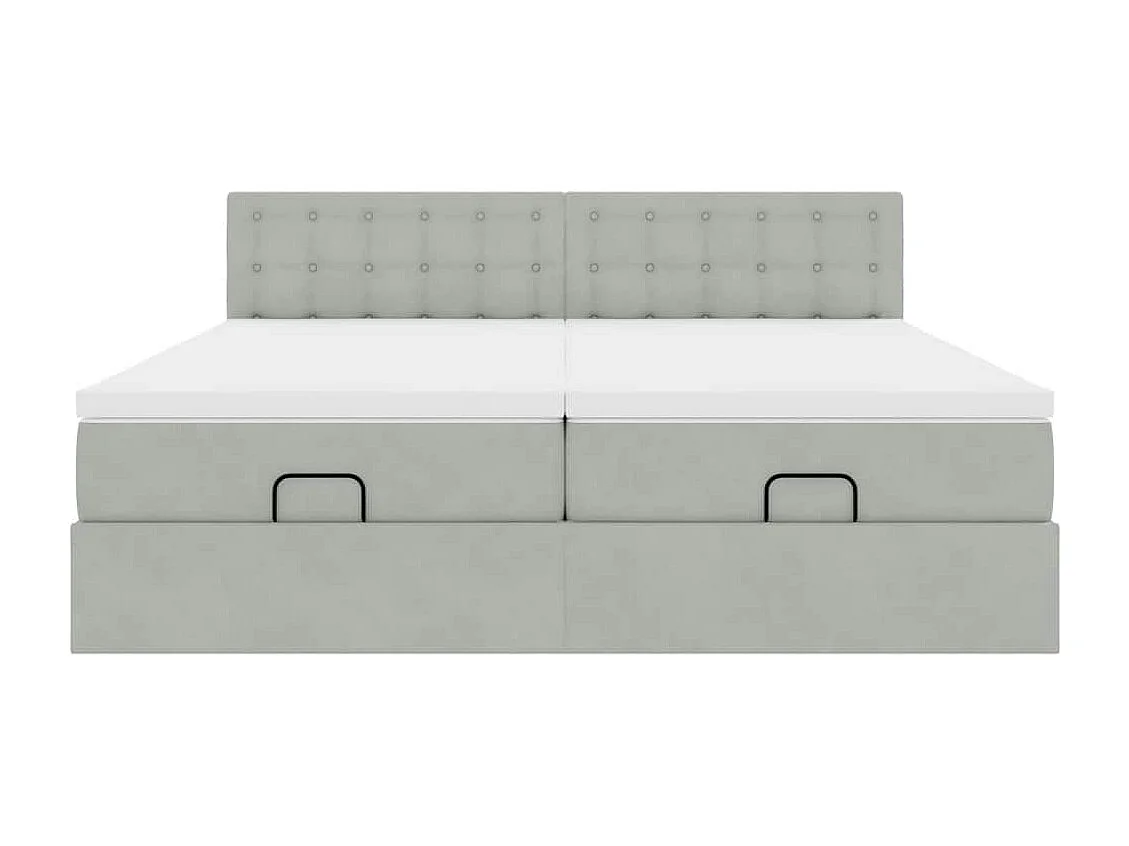 Cadre de lit ottoman et matelas gris clair 180x200cm velours
