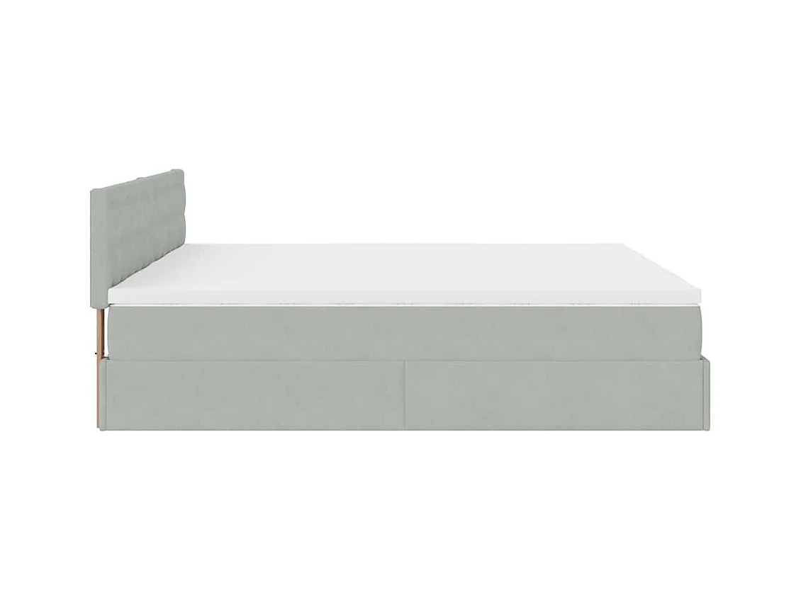 Cadre de lit ottoman et matelas gris clair 180x200cm velours