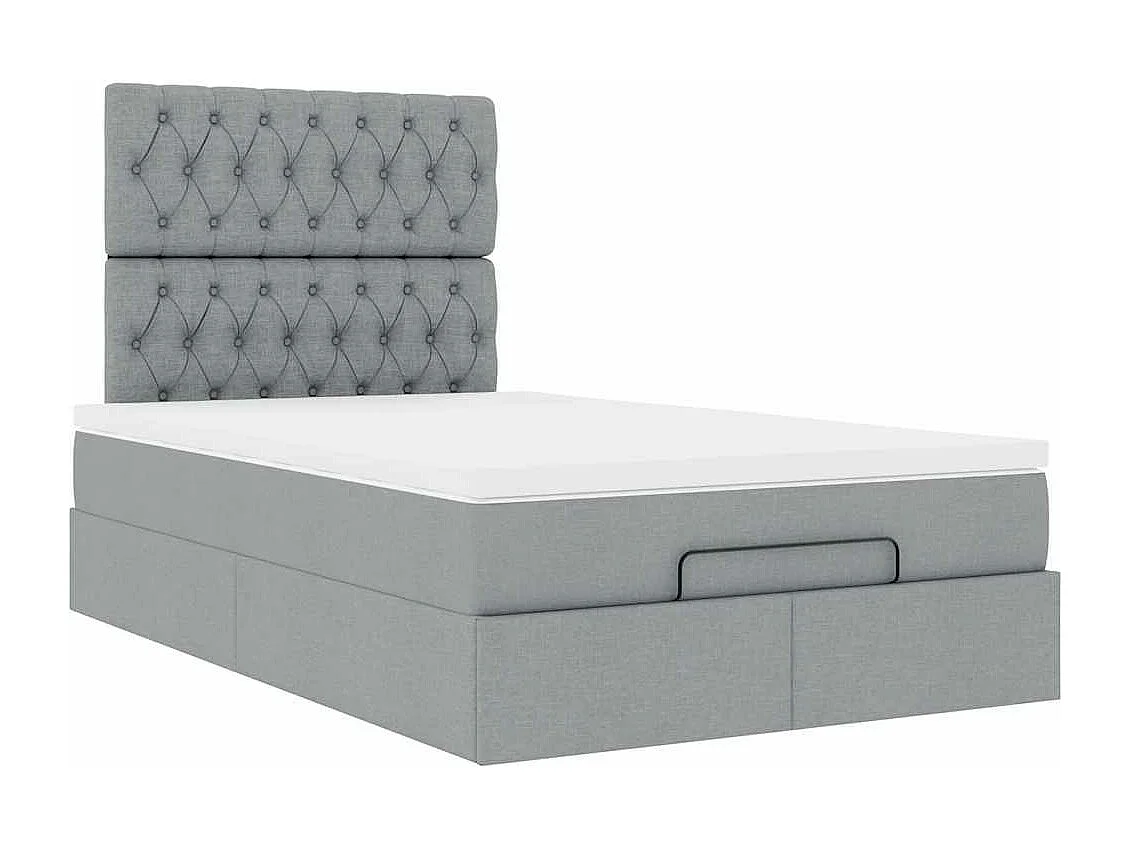 Cadre de lit ottoman avec matelas gris clair 120x190 cm tissu