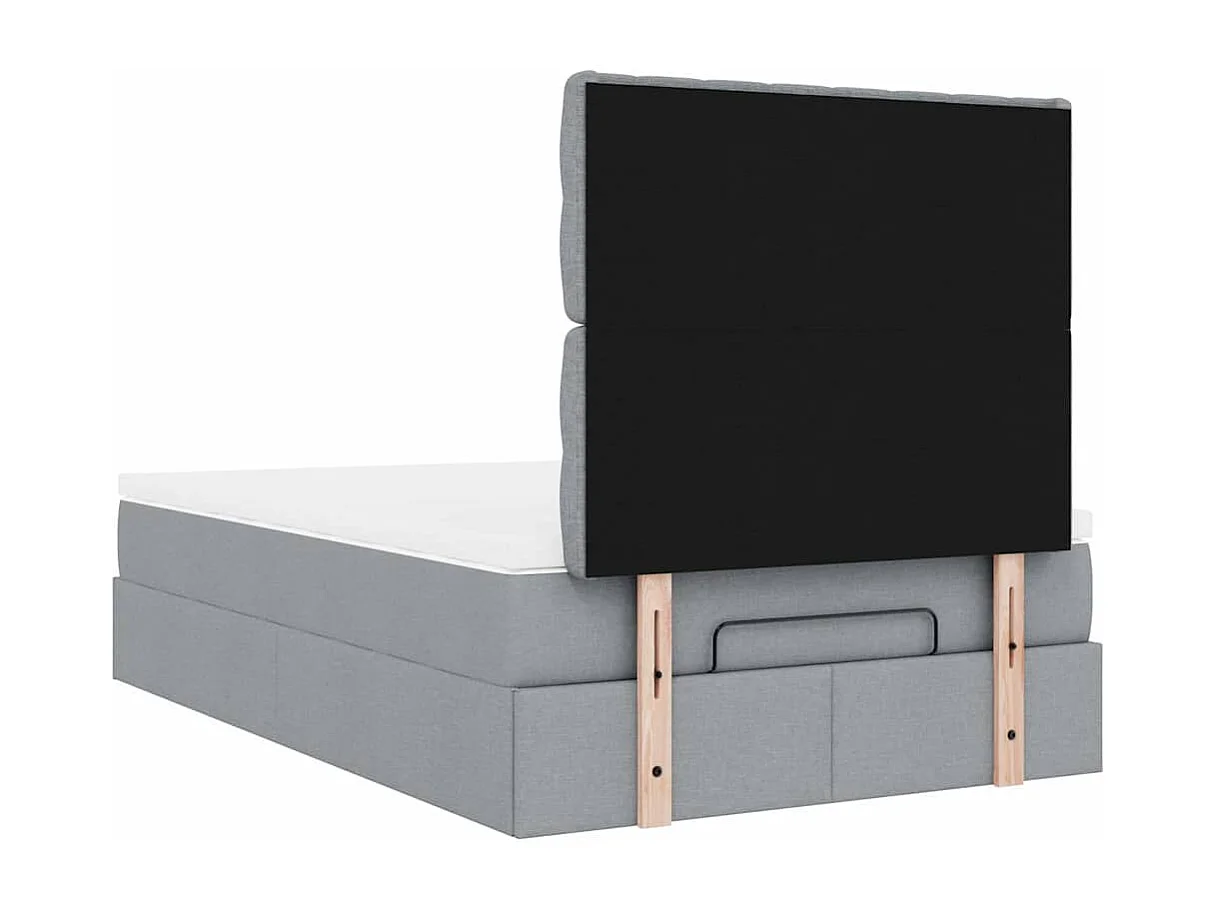 Ottoman bed met matras en LED's 120x190 cm stof lichtgrijs