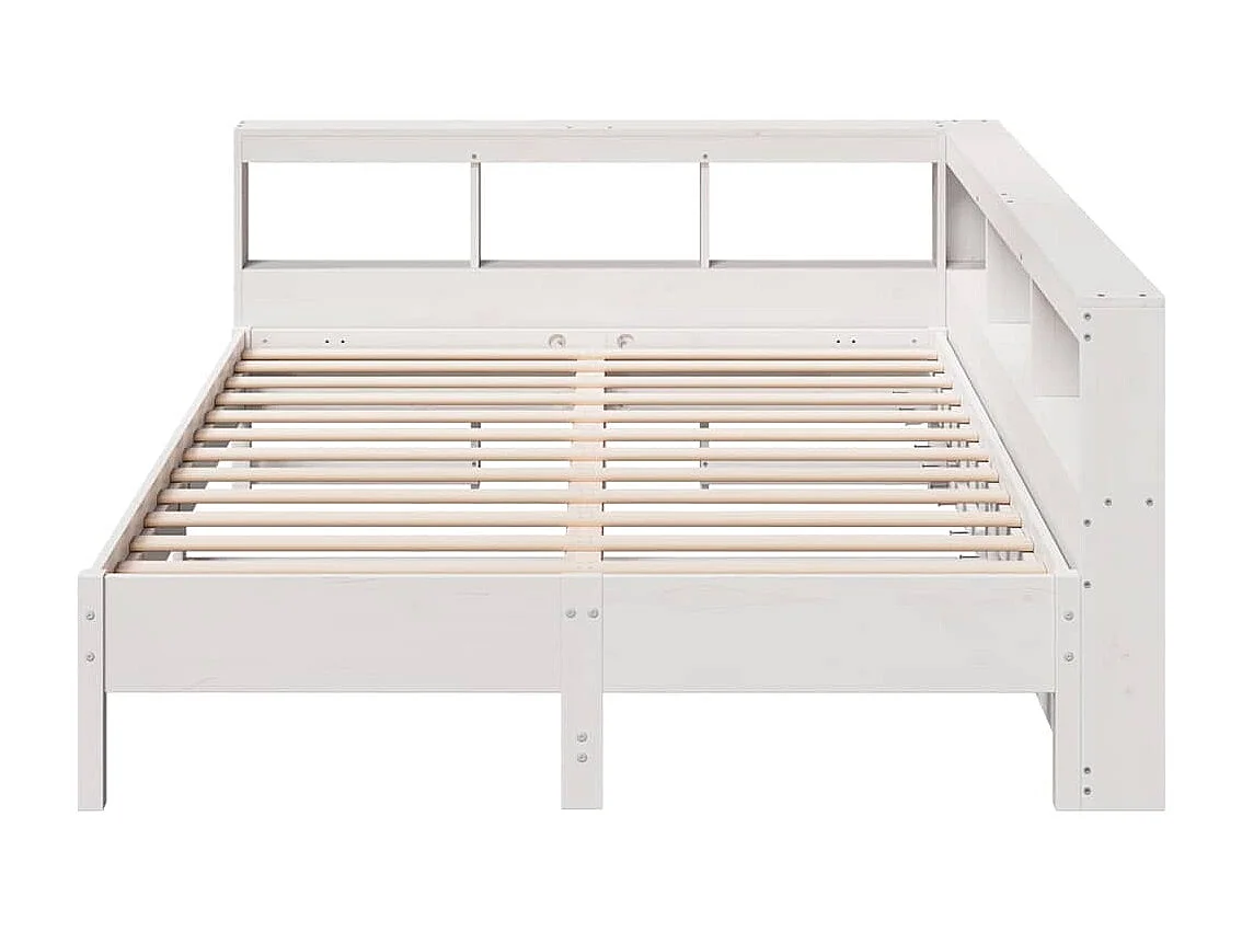Lit bibliothèque sans matelas blanc 140x190 cm bois pin massif