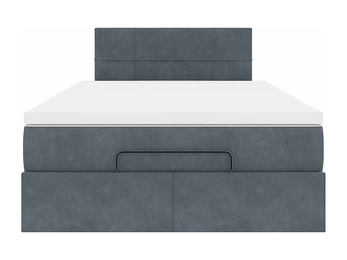 Cadre de lit ottoman et matelas gris foncé 120x200 cm velours