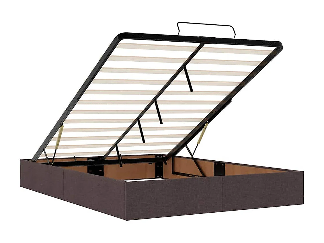 Estrutura cama otomana colchão 140x200cm tecido castanho escuro