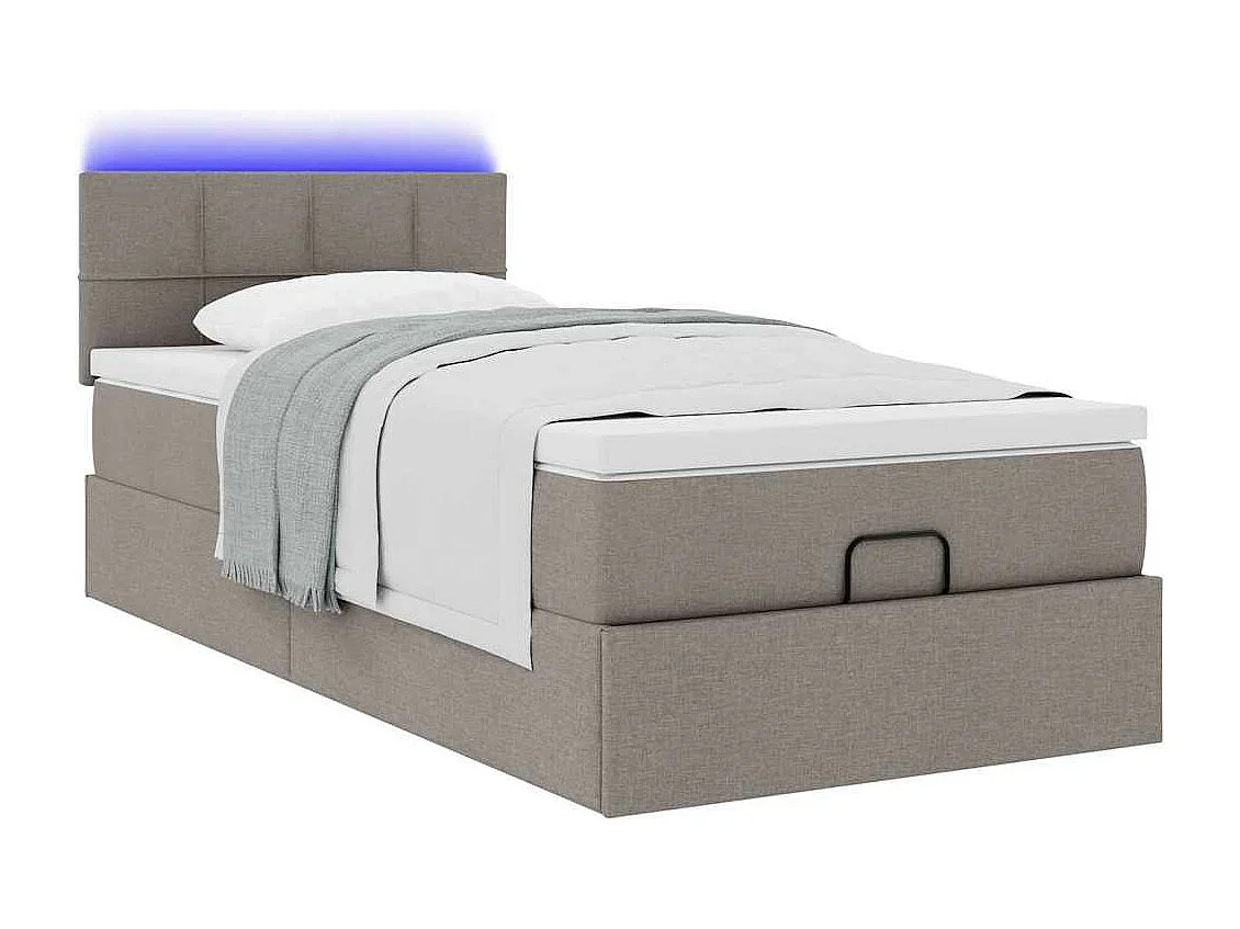 Cama otomana con colchón tela gris pardo 100x200 cm