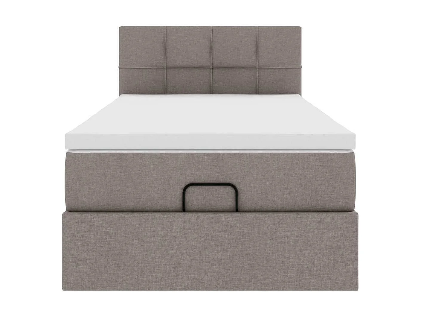 Cama otomana con colchón tela gris pardo 100x200 cm