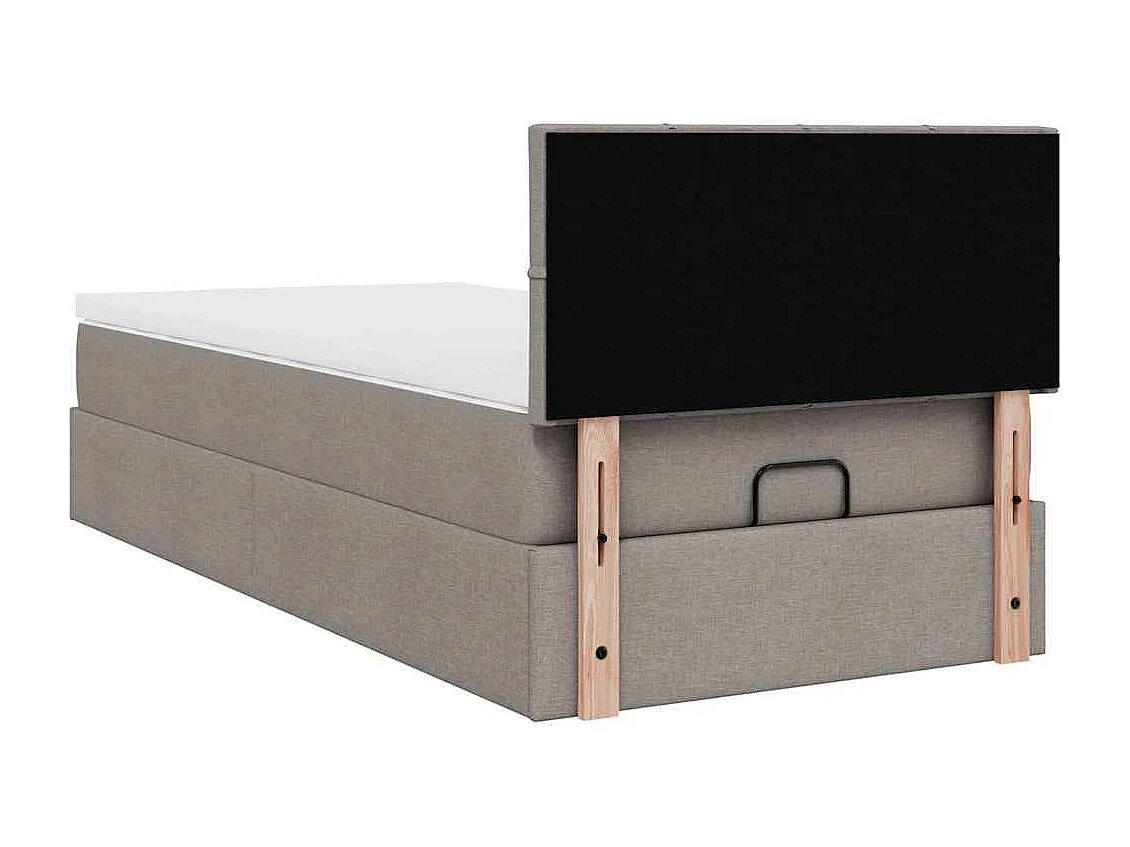 Cama otomana con colchón tela gris pardo 100x200 cm