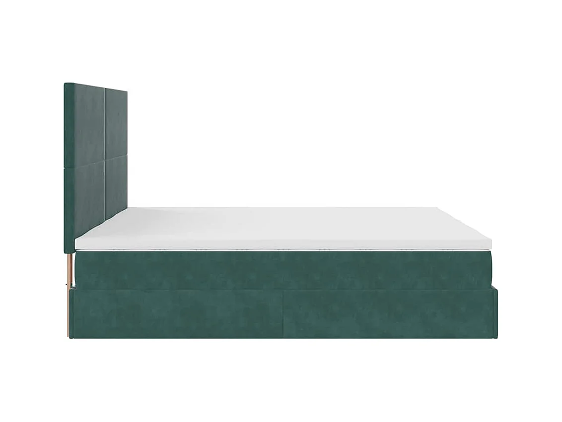 Cadre de lit ottoman avec matelas vert foncé 160x200 cm velours