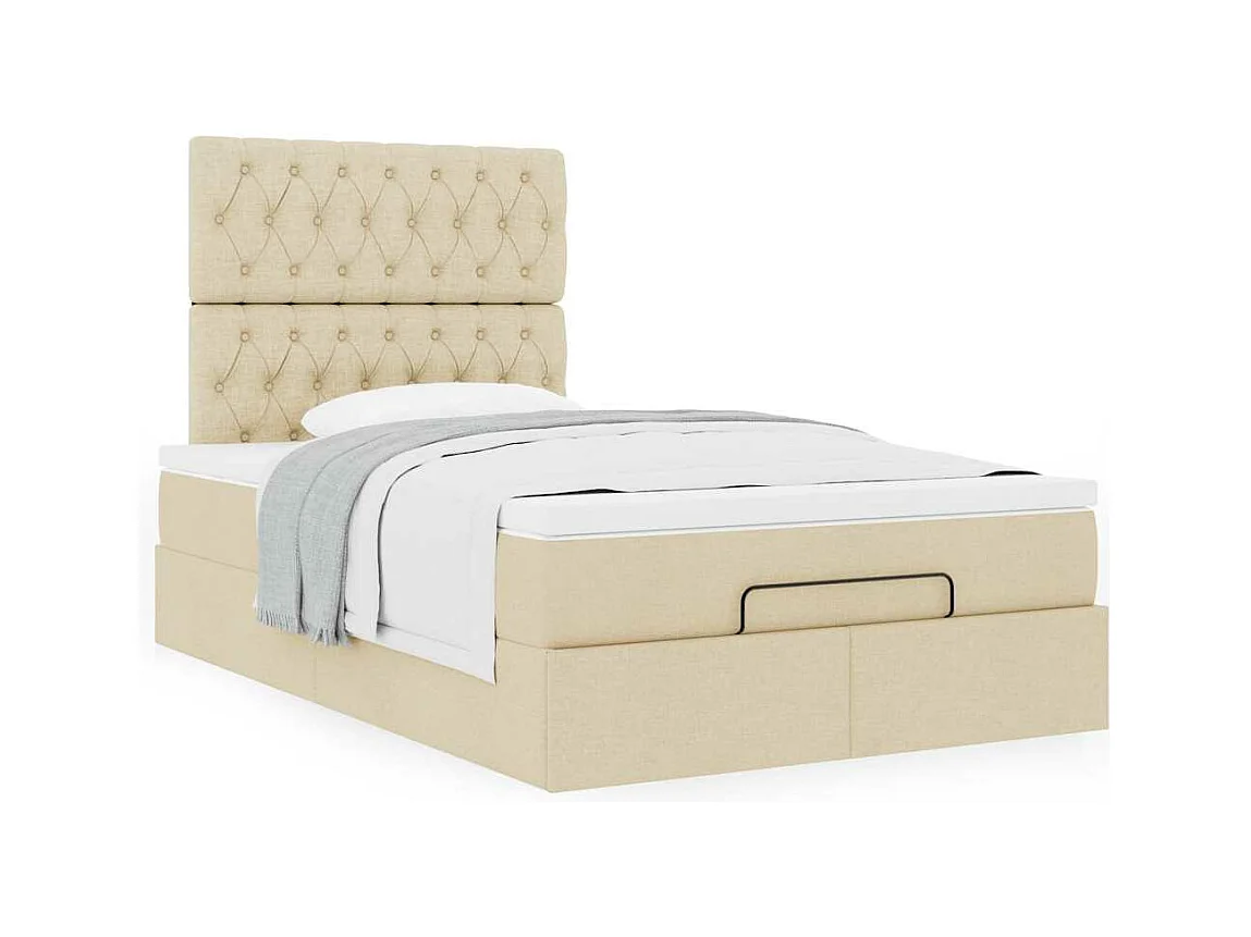 Cadre de lit ottoman avec matelas crème 120x200cm tissu