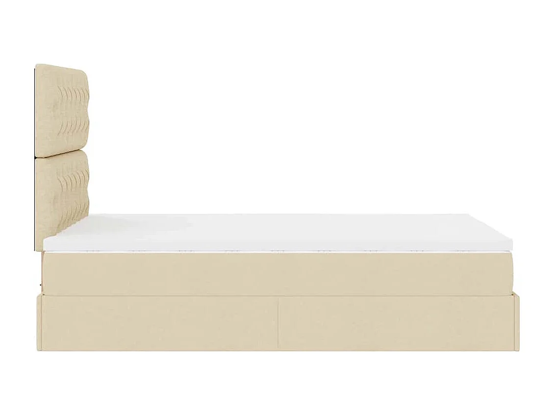Cadre de lit ottoman avec matelas crème 120x200cm tissu
