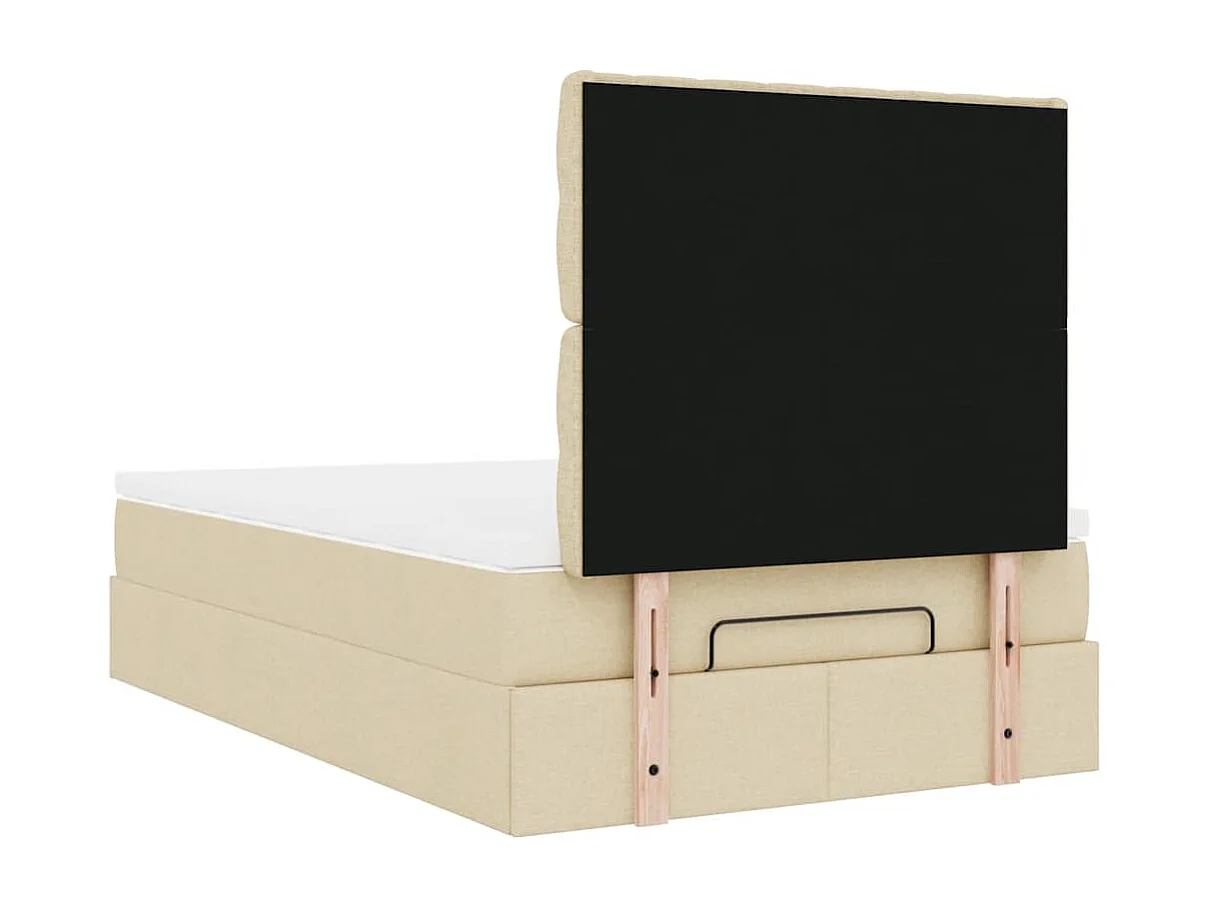 Cadre de lit ottoman avec matelas crème 120x200cm tissu