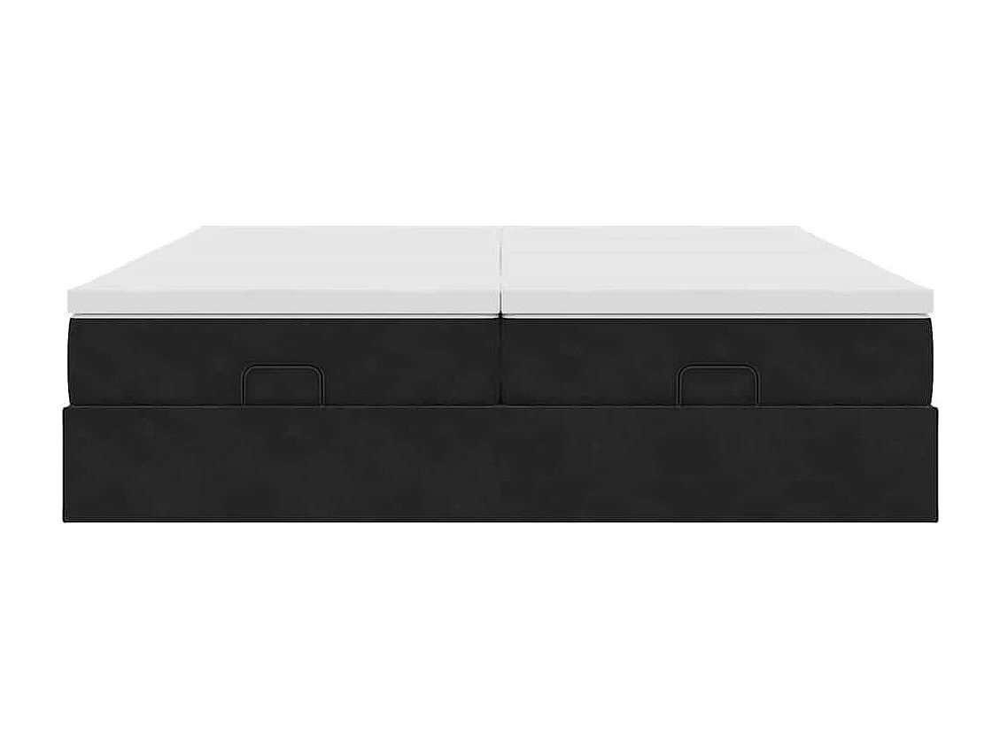 Cadre de lit ottoman avec matelas noir 200x200cm velours