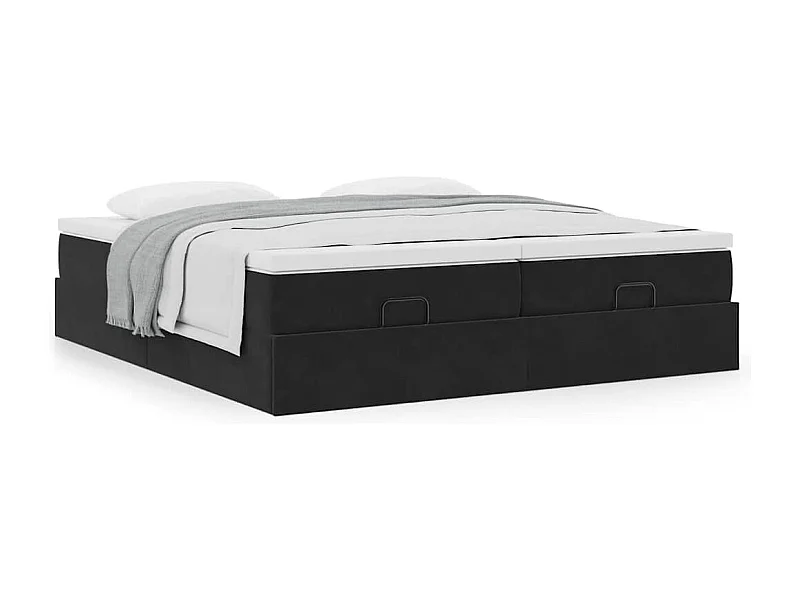 Cadre de lit ottoman avec matelas noir 200x200cm velours
