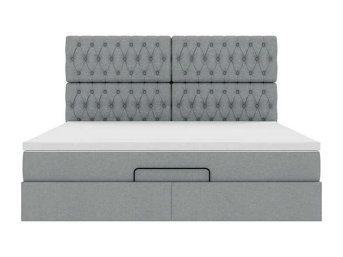 Ottoman bed met matras en LED's 160x200cm stof lichtgrijs