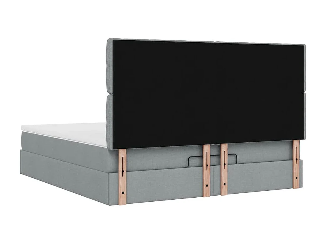 Ottoman bed met matras en LED's 160x200cm stof lichtgrijs