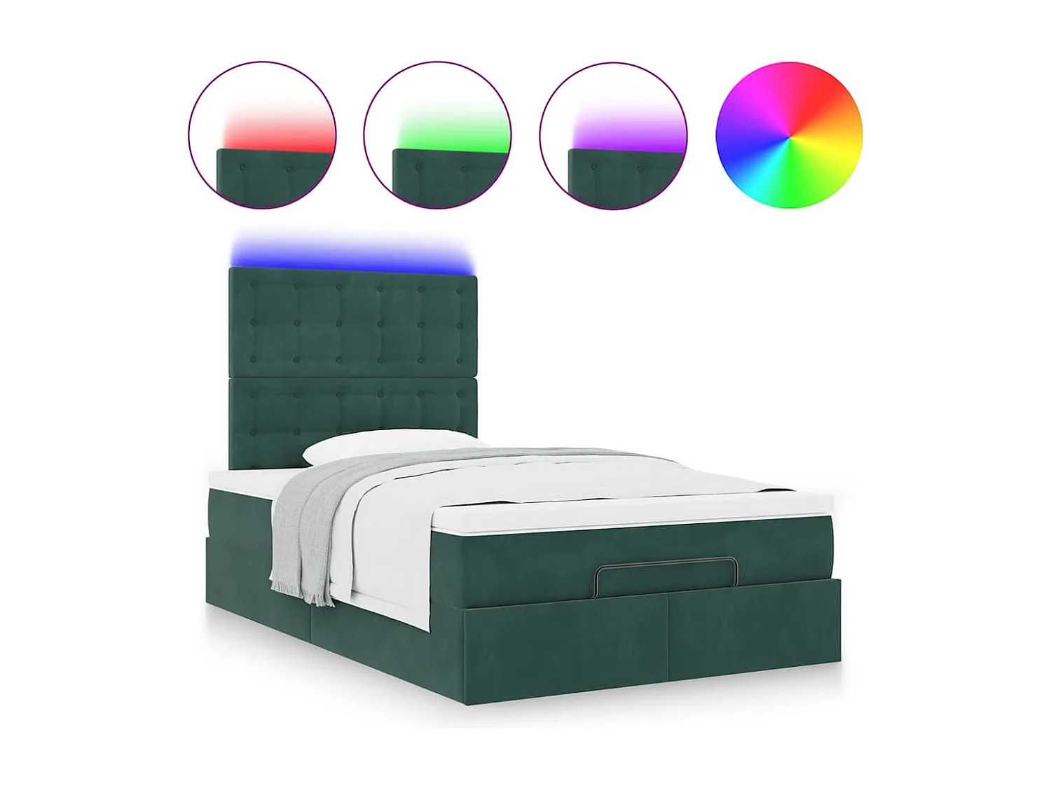 Cadre de lit ottoman avec matelas vert foncé 120x200 cm velours