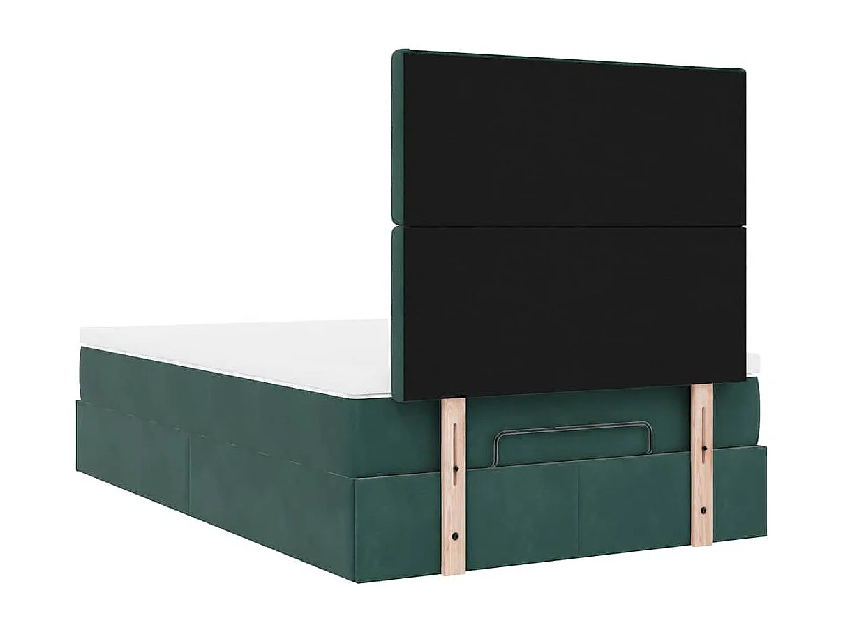 Cadre de lit ottoman avec matelas vert foncé 120x200 cm velours
