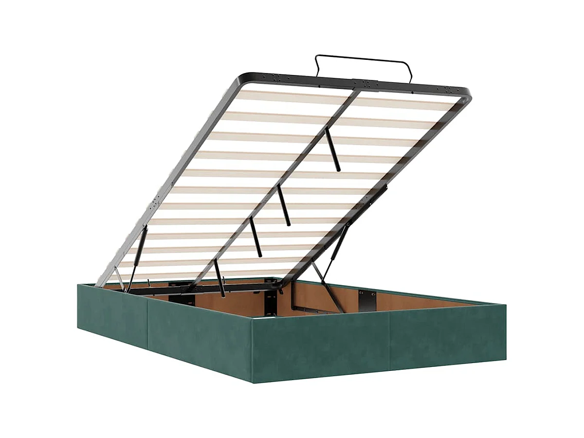 Cadre de lit ottoman avec matelas vert foncé 120x200 cm velours