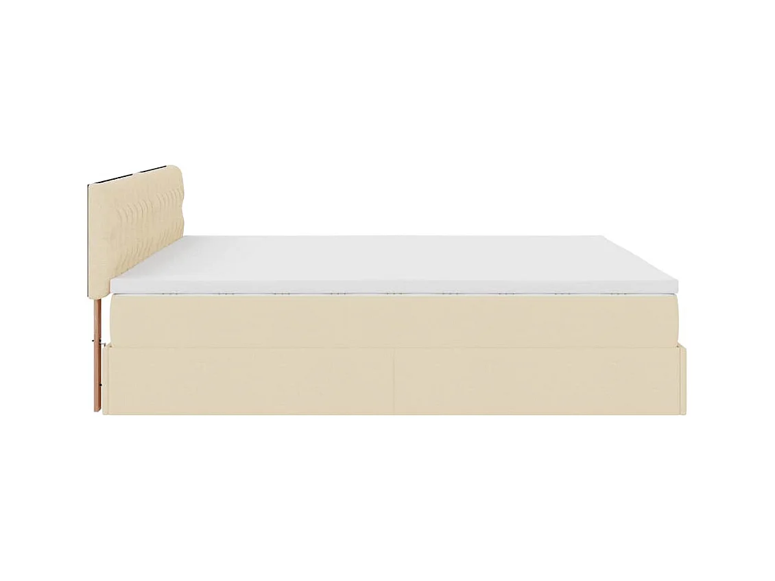 Cadre de lit ottoman avec matelas crème 160x200 cm tissu