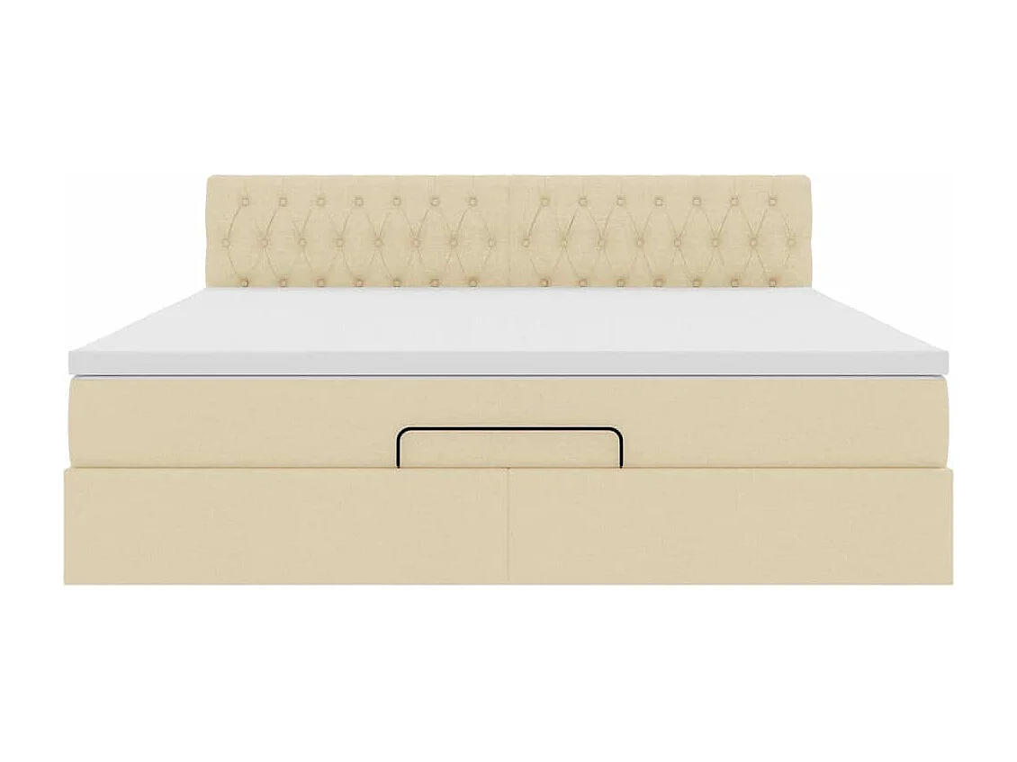 Estructura de cama otomana con colchón tela crema 160x200cm