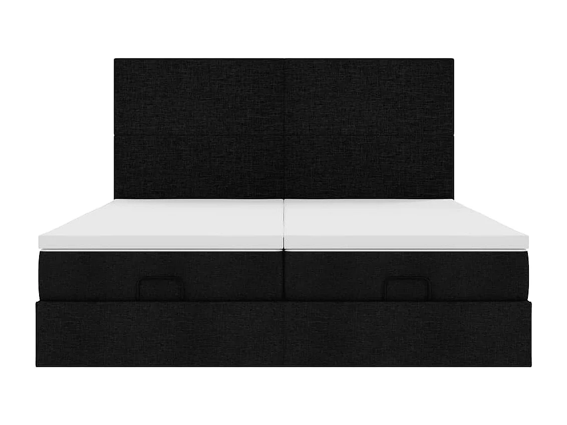 Cadre de lit ottoman avec matelas noir 160x200 cm tissu