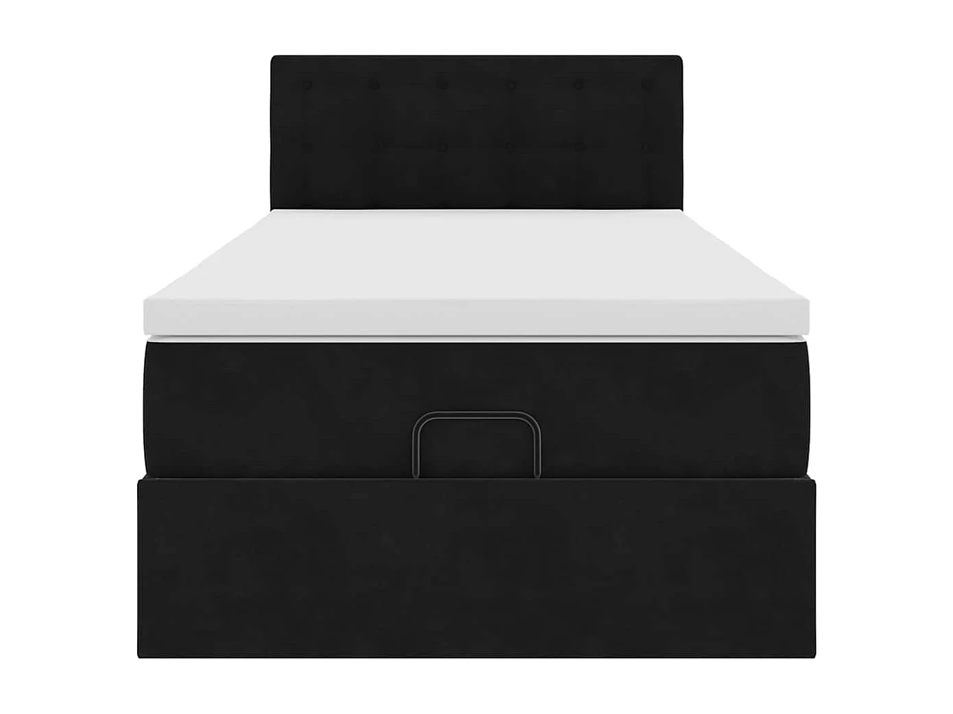 Cadre de lit ottoman avec matelas noir 90x200 cm velours