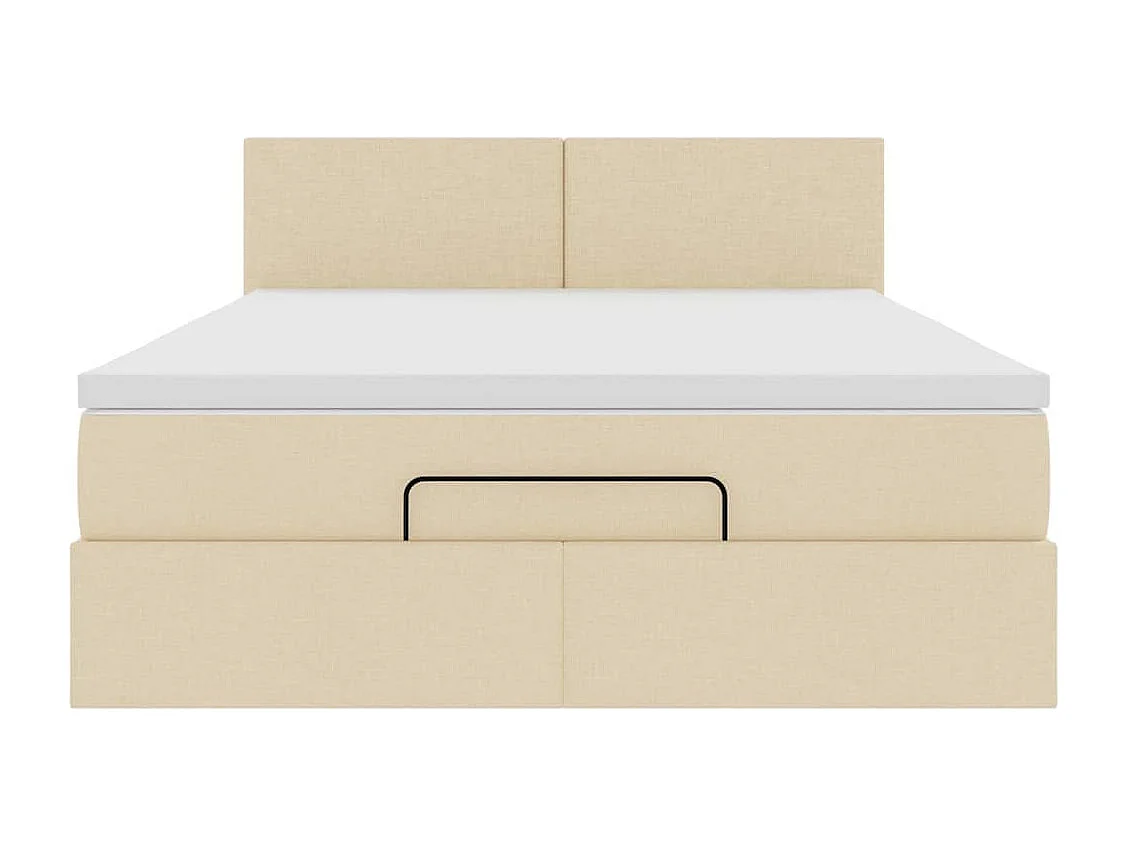 Lit ottoman avec matelas crème 140x200 cm tissu