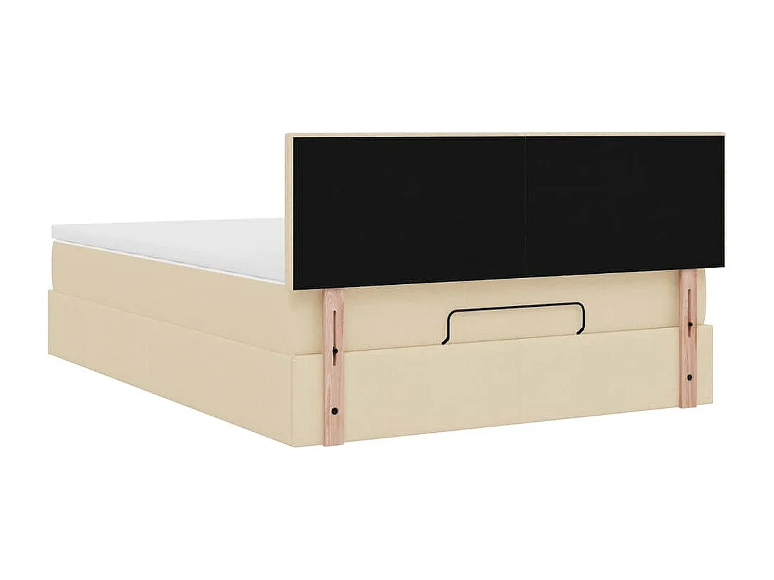 Bed poef met matras en LED's 140x200 cm stof crèmekleurig