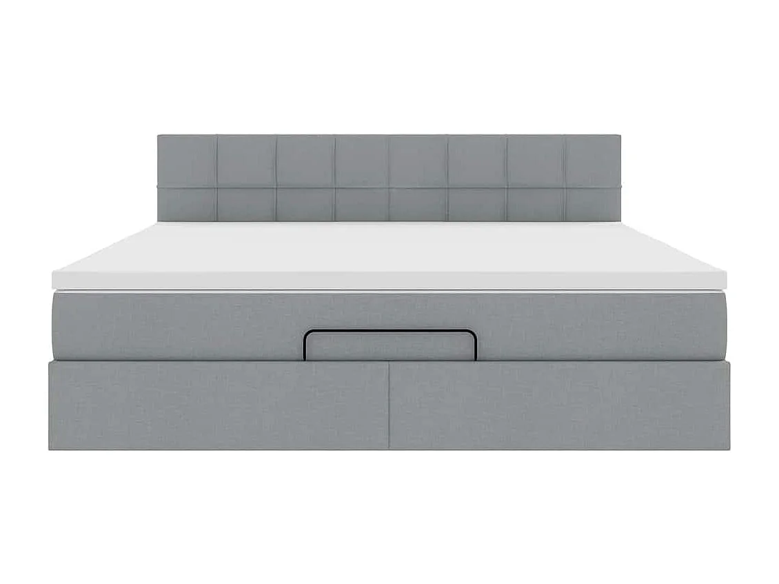 Cadre de lit ottoman et matelas gris clair 180x200 cm tissu