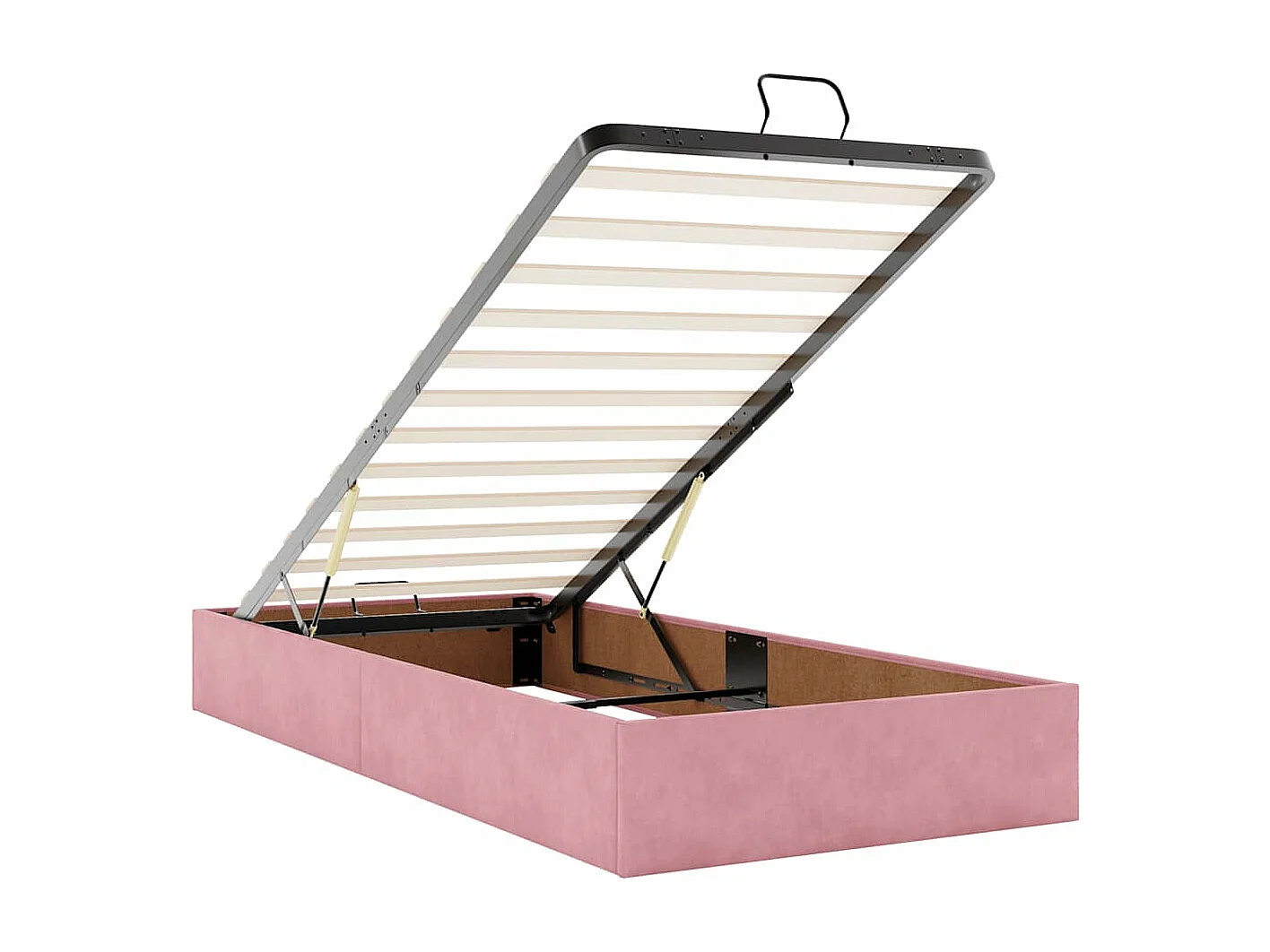 Estructura de cama otomana colchón terciopelo rosa 100x200cm