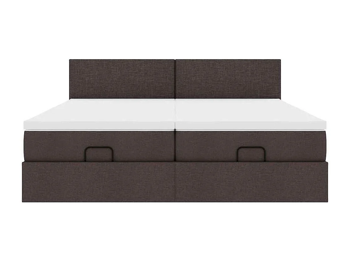 Cadre de lit ottoman avec matelas marron foncé 200x200 cm tissu