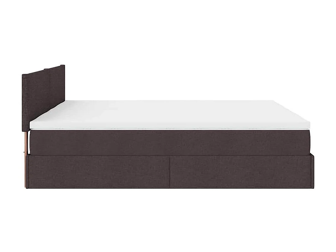 Cadre de lit ottoman avec matelas marron foncé 200x200 cm tissu