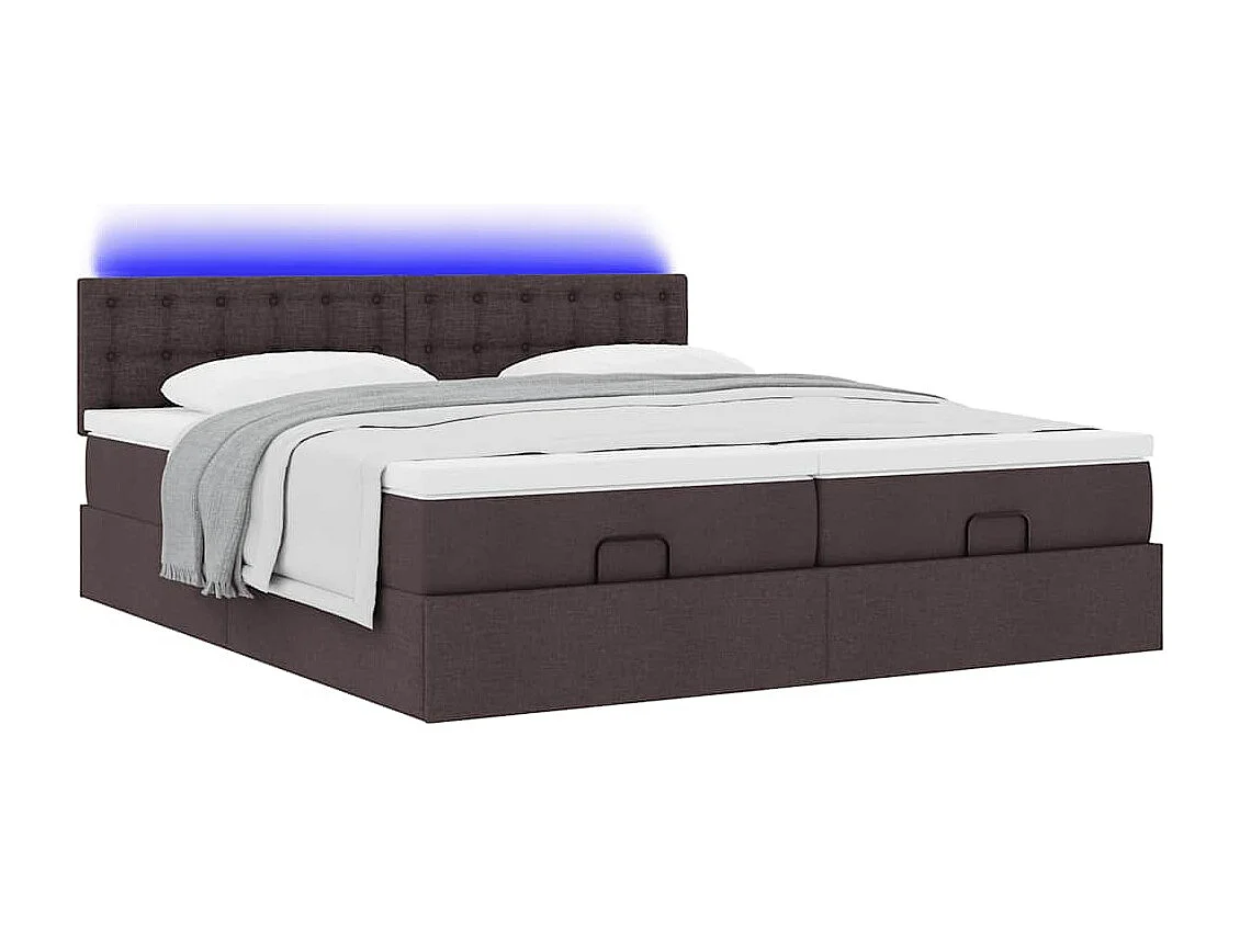 Ottoman bed met matrassen en LED's 200x200cm stof donkerbruin