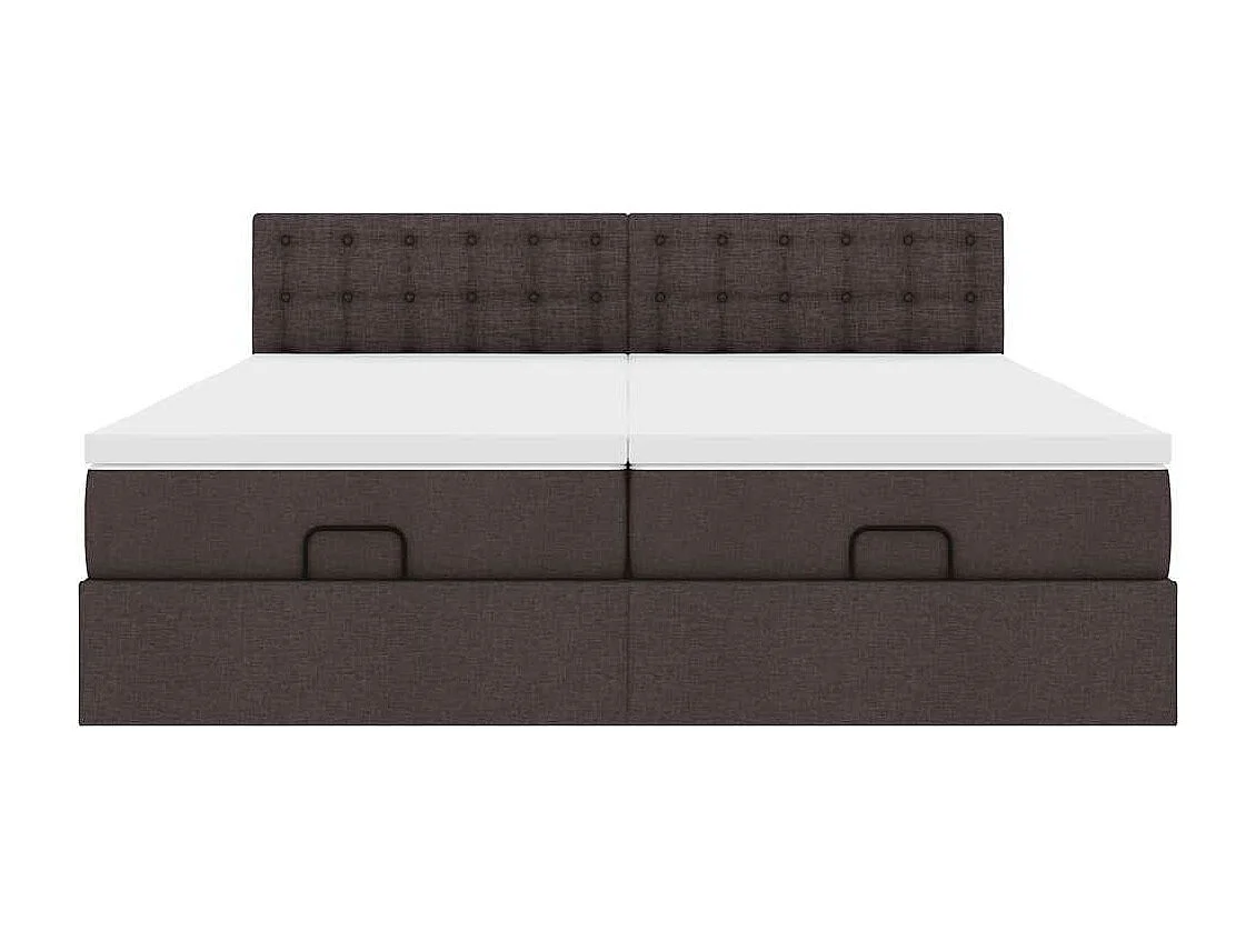 Ottoman bed met matrassen en LED's 200x200cm stof donkerbruin