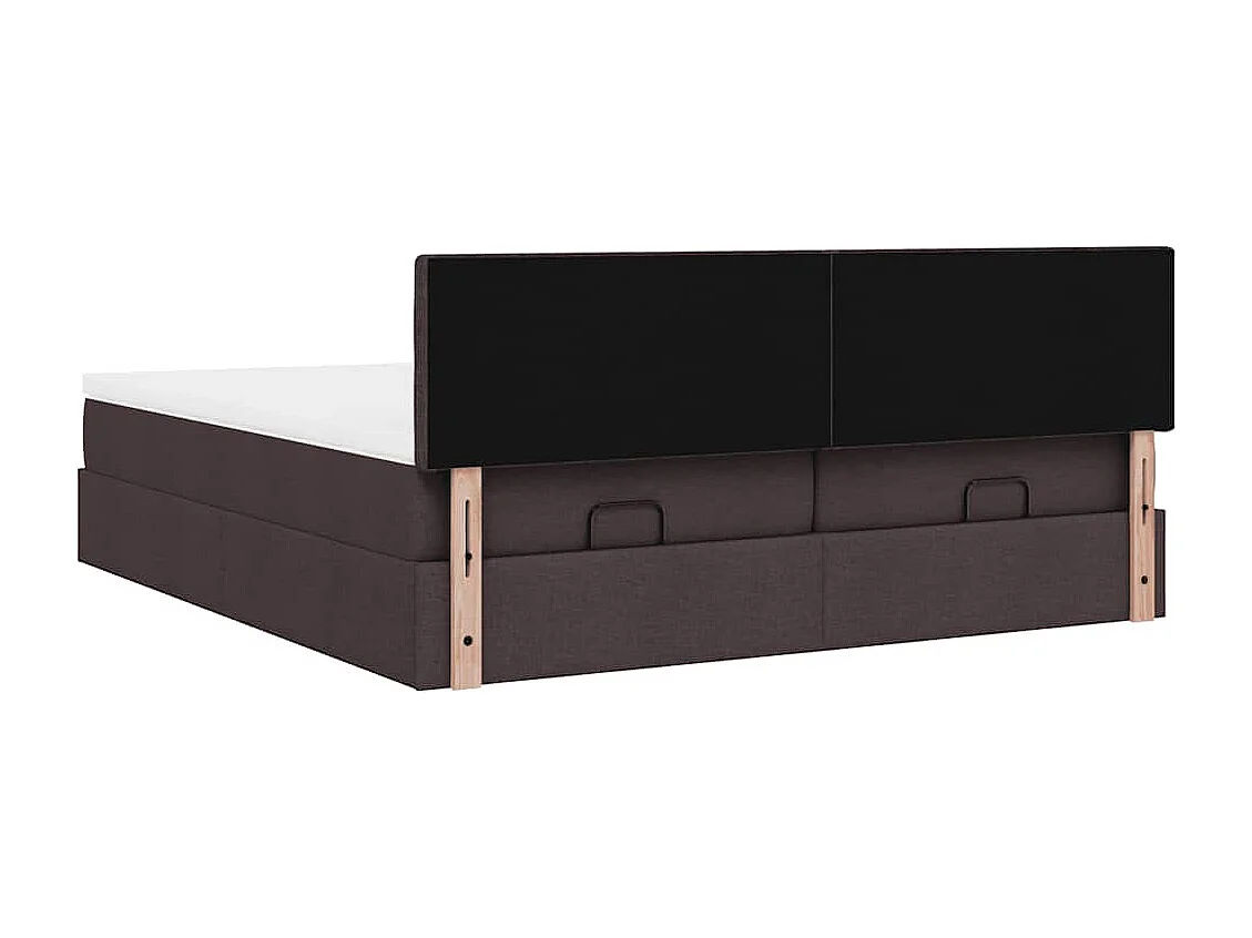 Ottoman bed met matrassen en LED's 200x200cm stof donkerbruin