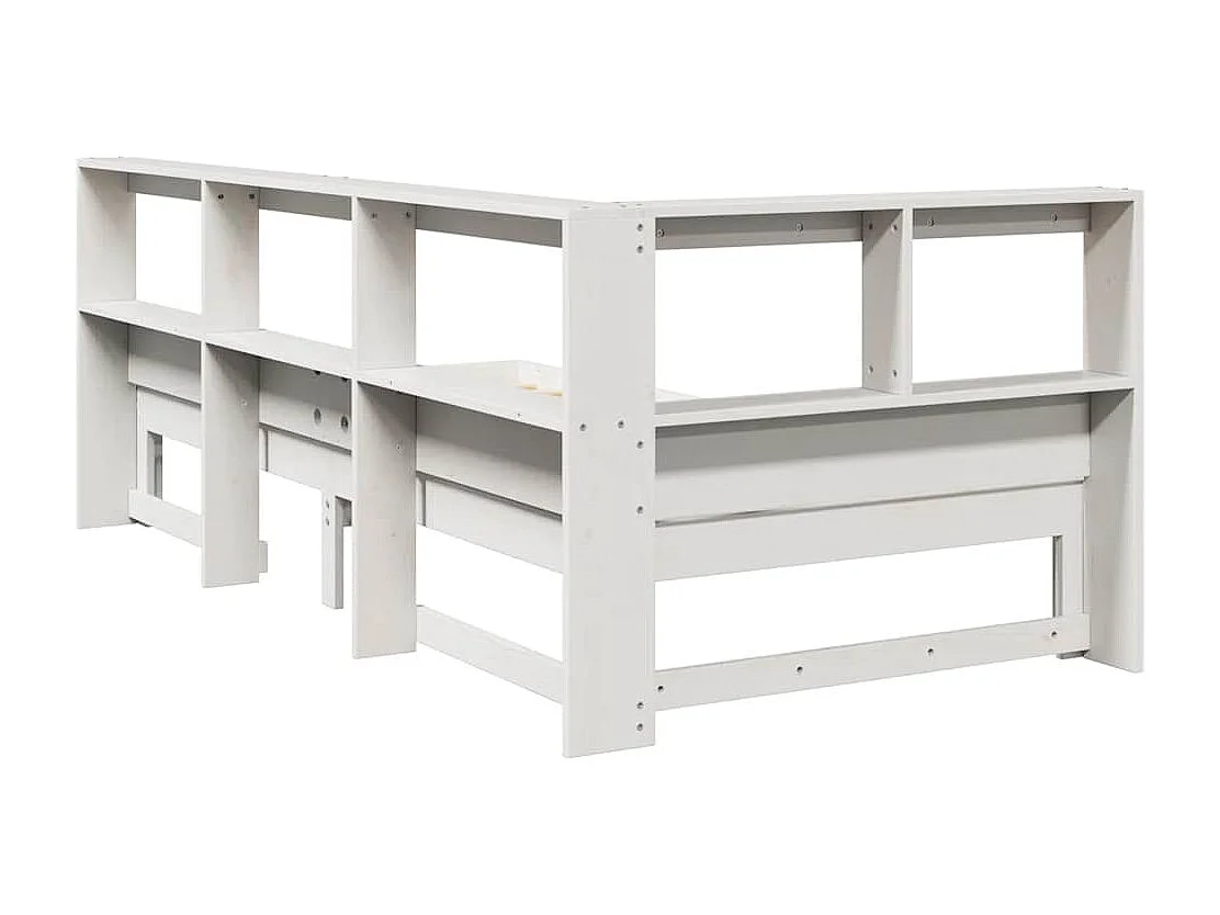 Lit bibliothèque sans matelas blanc 100x200 cm bois pin massif