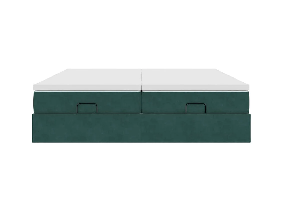Cadre de lit ottoman avec matelas vert foncé 160x200 cm velours